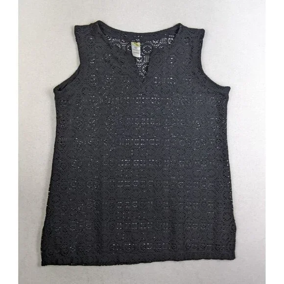 ISLANDER - WOMEN'S BLACK SHEER LACE TANK TOP TUNIC - SIZE L - Picture 2 of 6